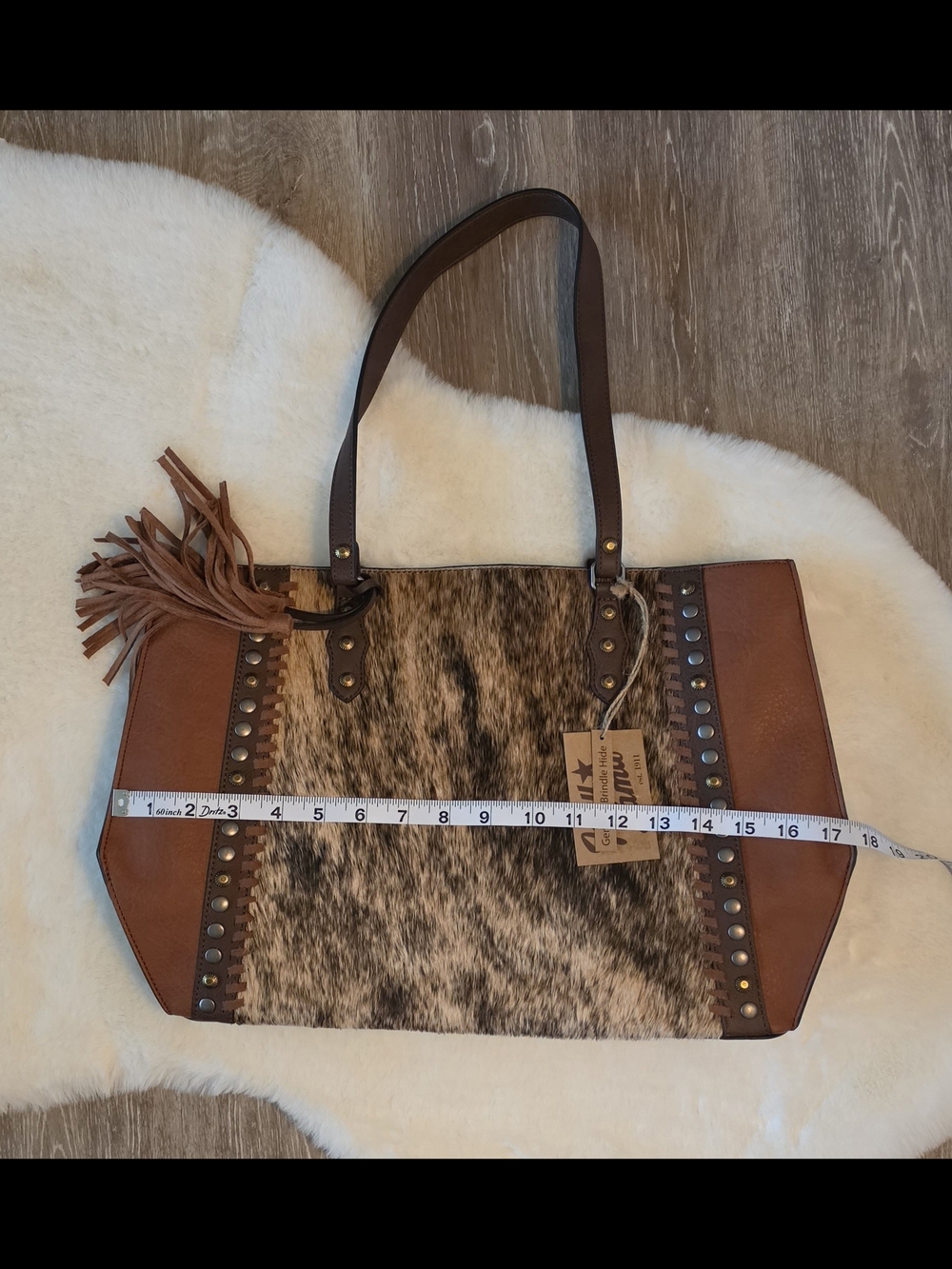 Tony Lama Western Womens Conceal Carry Brindle Hide Tote Bag NWT - Picture 7 of 9